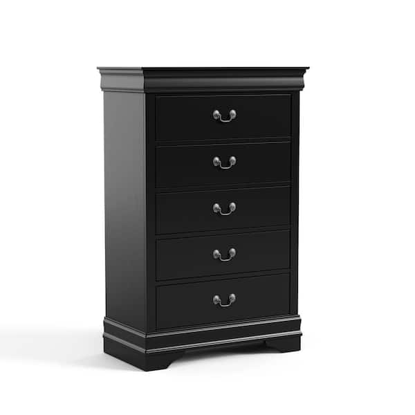 Furniture of America Burkhart Black 5-Drawer 31.5 in. Wide Chest of Drawers