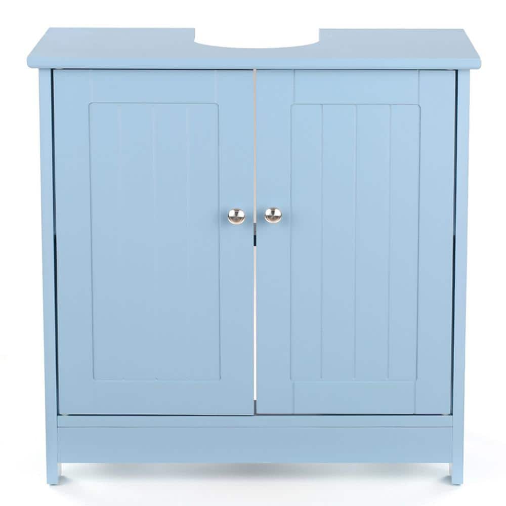 23.6 in. W x 11.4 in. D x 23.6 in. H Blue Sink Storage Linen Cabinet with D