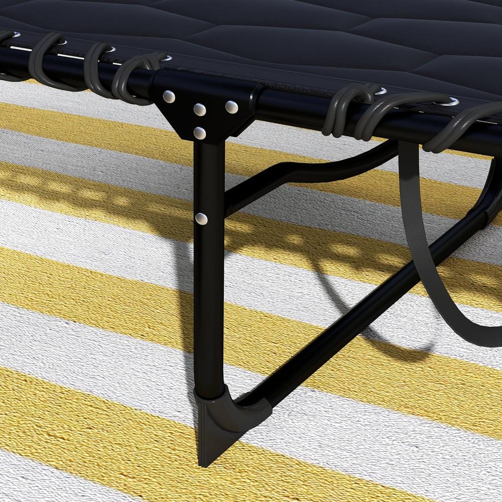 Black Padded Folding Armless Chaise Lounge with Cushions