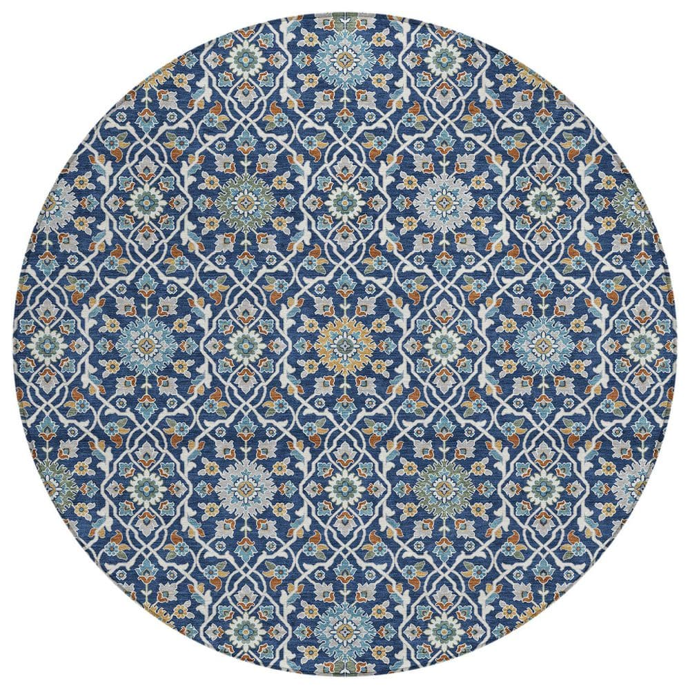 Chantille Machine Washable Indoor/Outdoor Abstract ACN2199 Navy 8 ft. x 8 ft. Area Rug price history on PriceWatchPro
