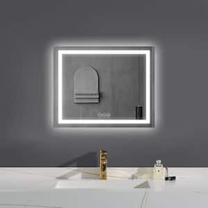 Luminous 32 in. W x 40 in. H Rectangular Frameless LED Mirror Dimmable Defog Wall-Mounted Bathroom Vanity Mirror