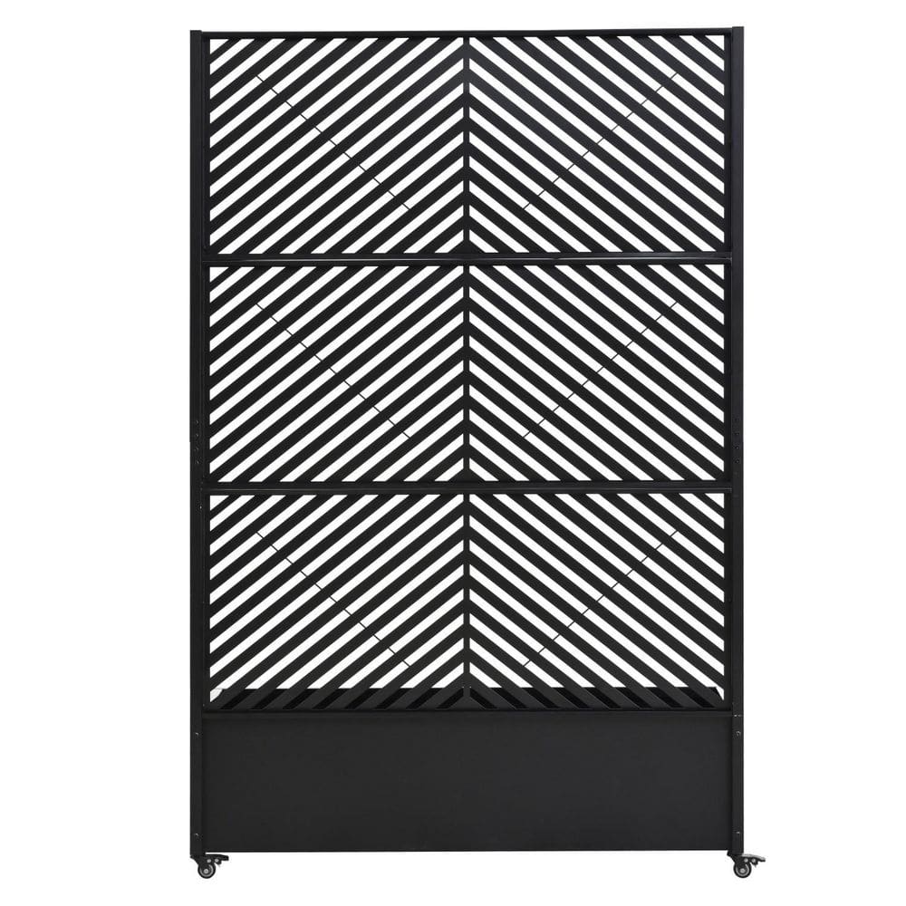 Black Metal Raised Planter Box with Wheels, Trellis, Privacy Screen and Drainage Holes (47 in. L x 16 in. W) price history on PriceWatchPro