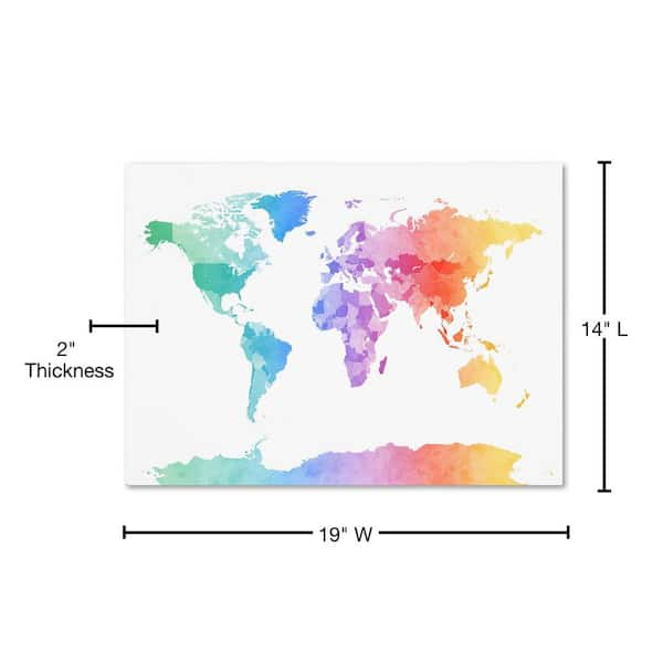 Rainbow Watercolor World Map wall mural