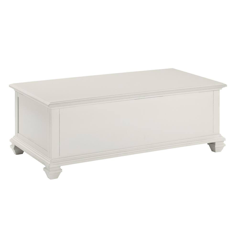White Rectangular Wood Lift-Top Coffee Table with Storage