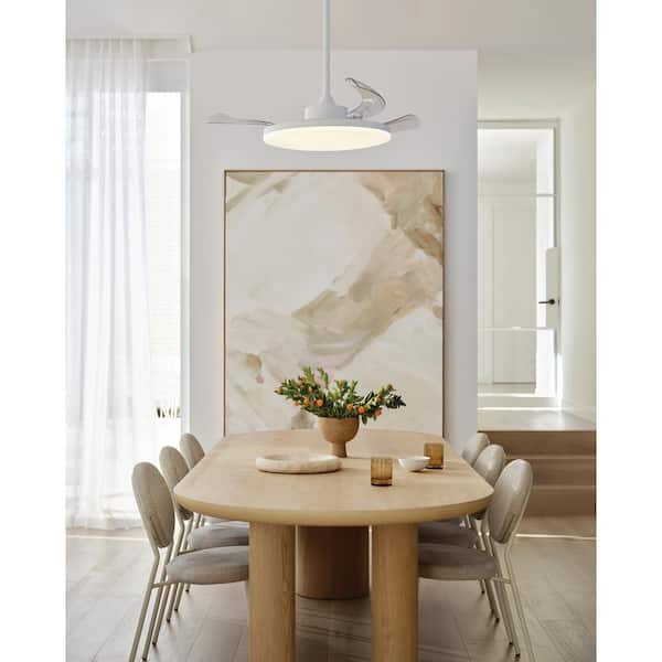 Stroll 42 in. Indoor White Retractable Ceiling Fan with Remote Included