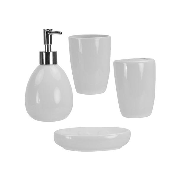 Home Basics 4-Piece Bath Accessory Set in White