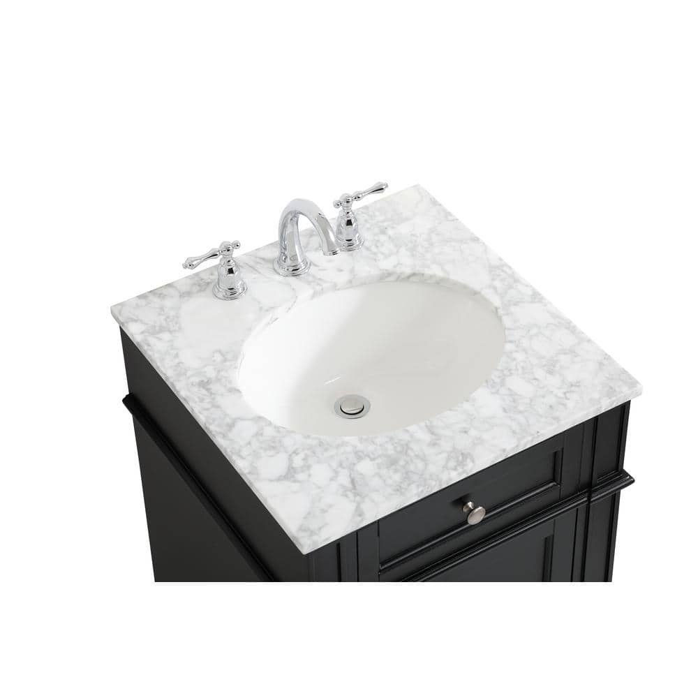 Black Marble Top Single Sink Vanity with Porcelain Basin