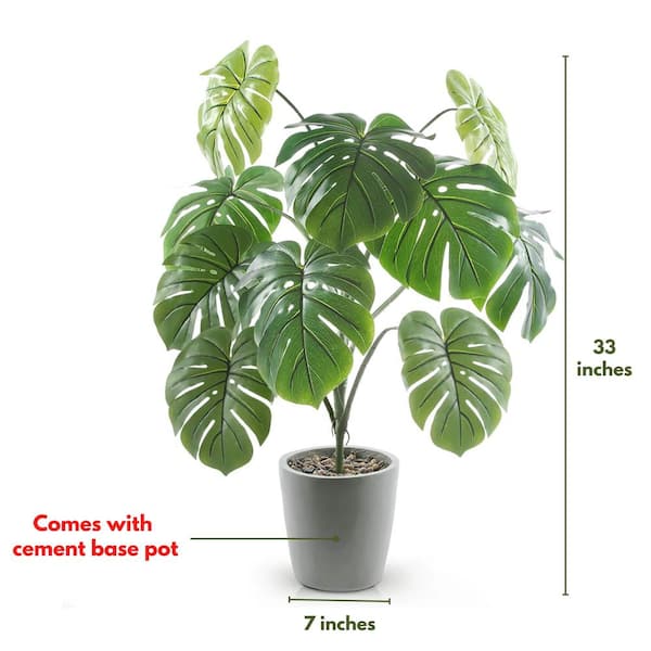 Forever Leaf 32 Artificial Monstera Plant in Cement Pot (2 Pack)