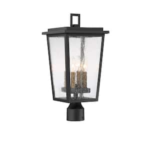 Cantebury Large 4-Light Sand Black with Gold Outdoor Post Lantern