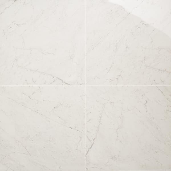 Saroshi Carrara Giola 23.62 in. x 23.62 in. Polished Marble Look Porcelain Floor and Wall Tile (15.5 sq. ft./Case)