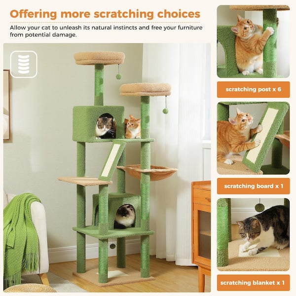 Foobrues H Large Cat Tree for Indoor Cats, Multi-Level