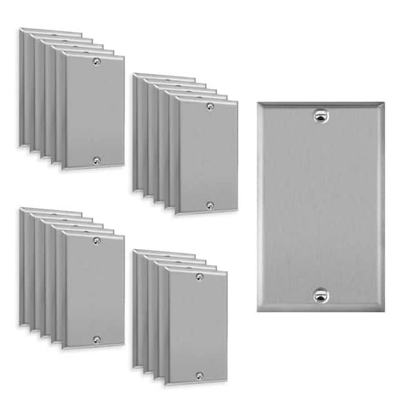 ENERLITES 1-Gang Stainless Steel Blank Plate Metal Wall Plate, Standard Size (20-Pack)