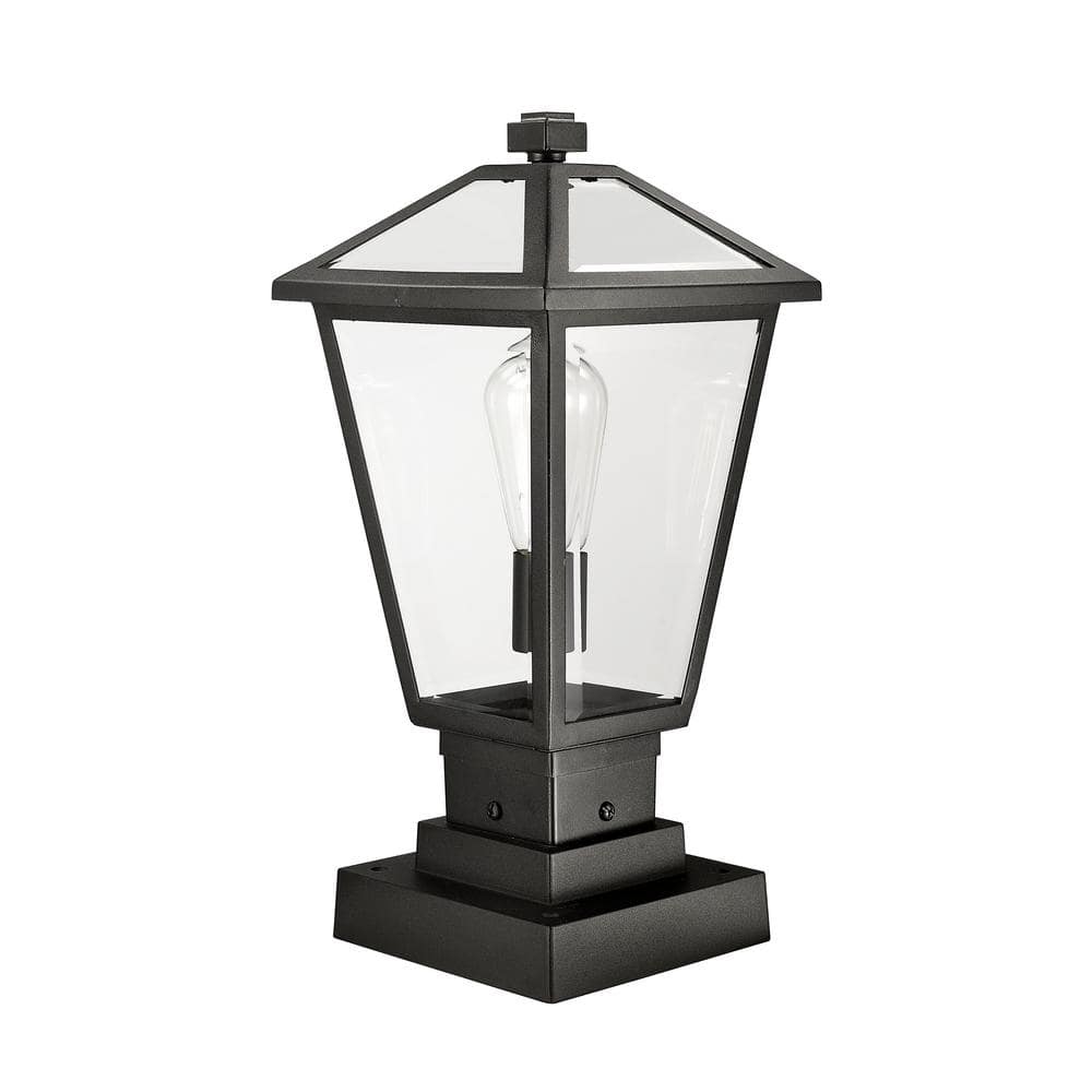 Talbot 17.5" Black Metal Outdoor Pier Mount Lantern
