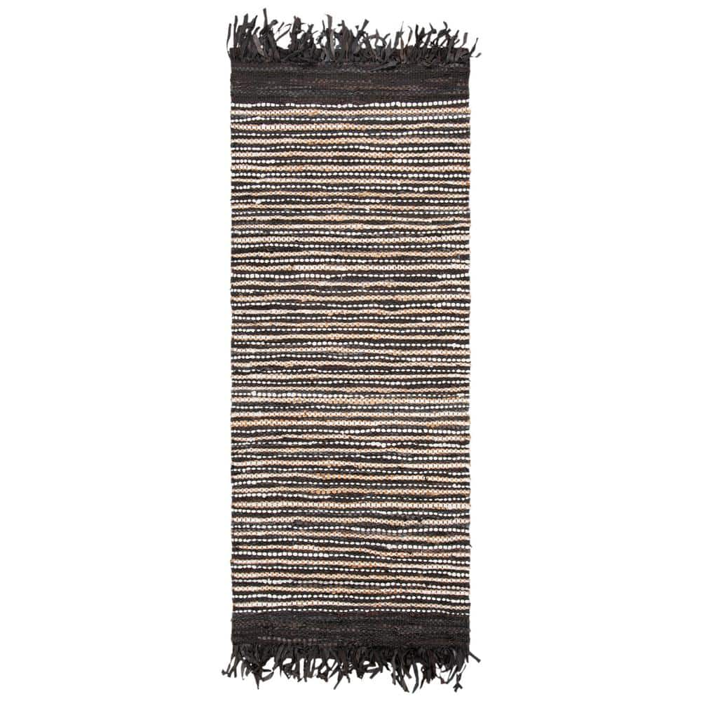 Handmade Dark Brown and Multi Cowhide Runner Rug