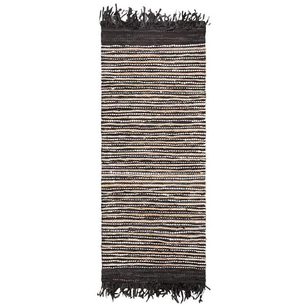 SAFAVIEH Vintage Leather Dark Brown/Multi 2 ft. x 6 ft. Striped Runner Rug