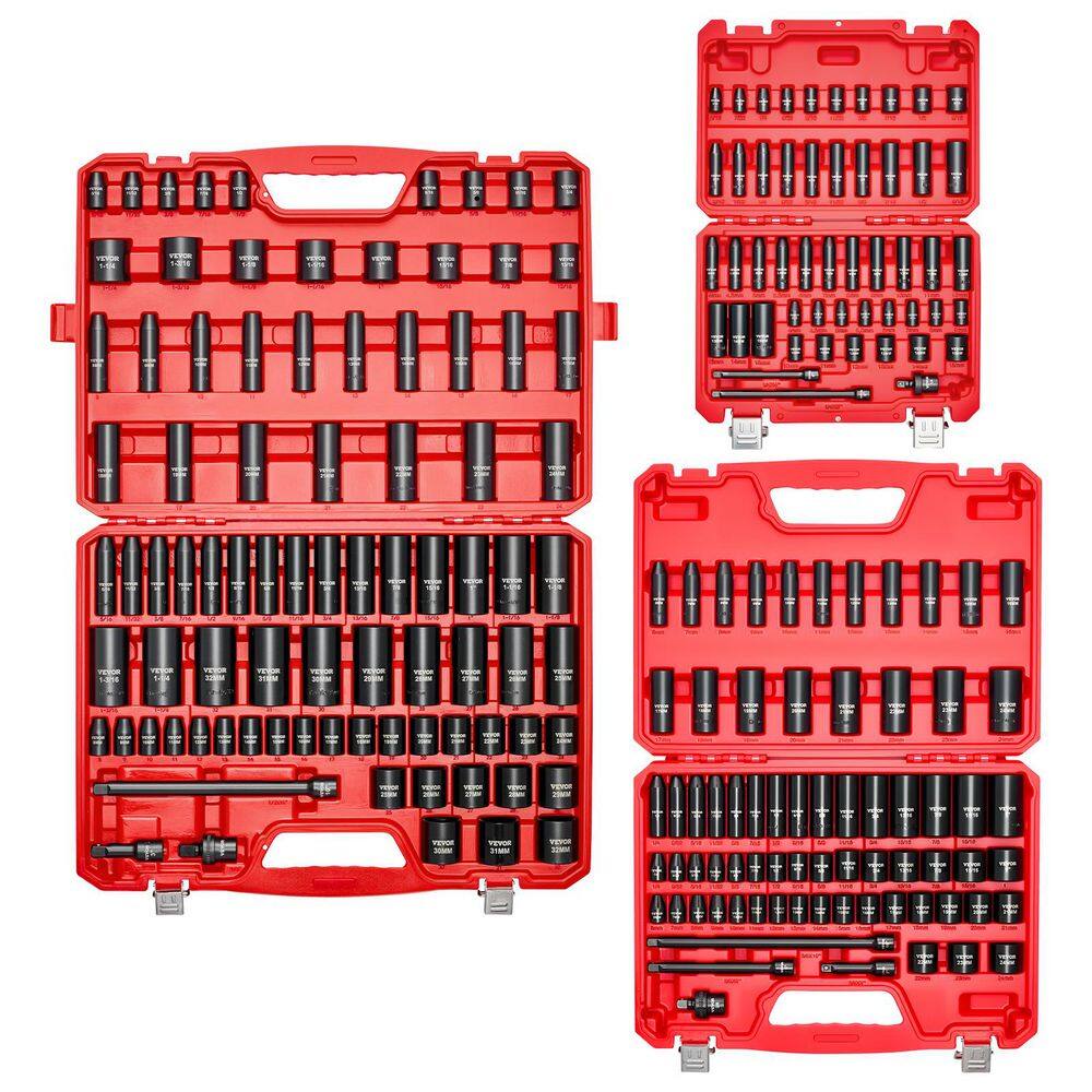 210-Piece Impact Socket Set, 1/4,3/8,1/2 in. SAE (3/16 to 1-1/4 in. ) and Metric (4-32 mm), Cr-V Steel, with Extensions price history on PriceWatchPro