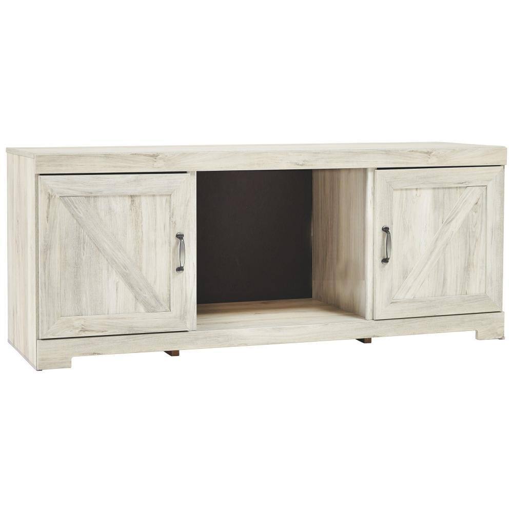 Benjara 72.05 In. White Wood TV Stand Fits TVs Up To 78 Inch In. With 2 ...