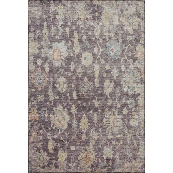Mayfield Premium Machine Washable Abstract AMF2355 Eggplant 9 ft. x 12 ft. Area Rug