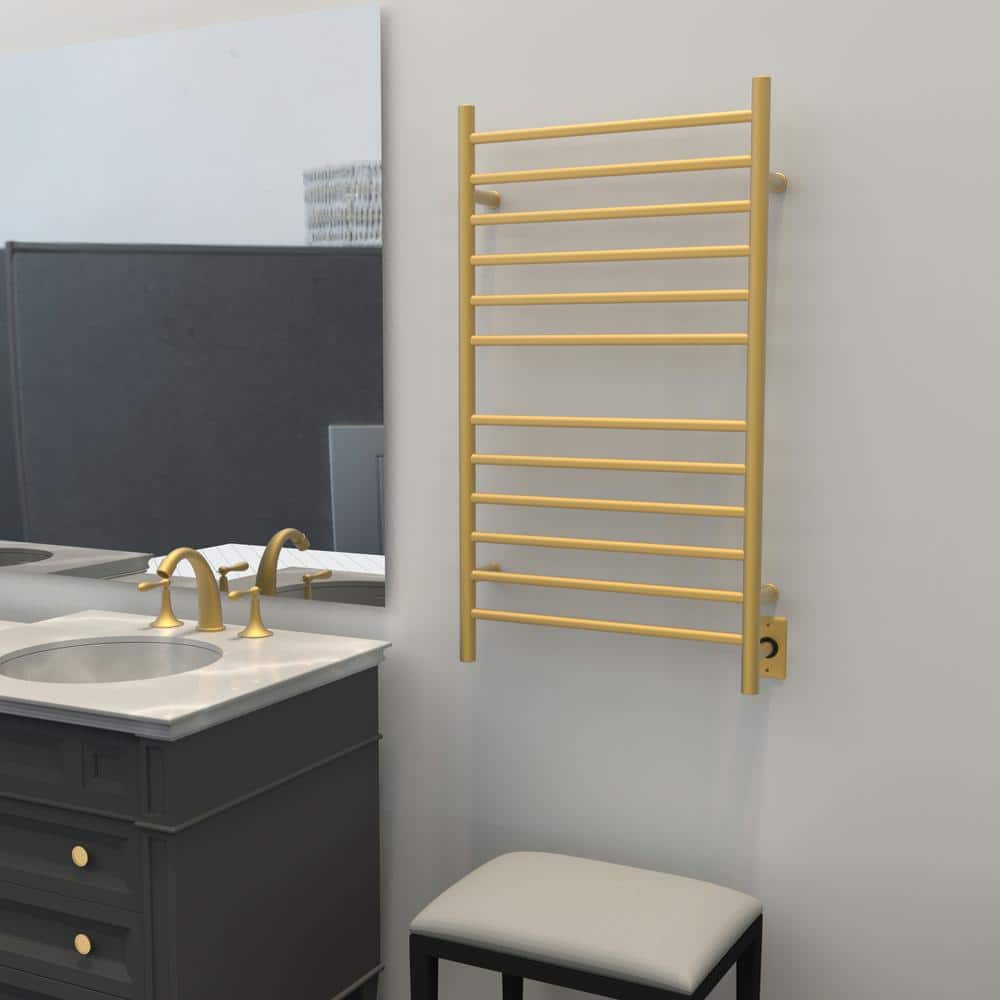 Radiant Satin Brass Wall Mounted Stainless Steel Towel Warmer