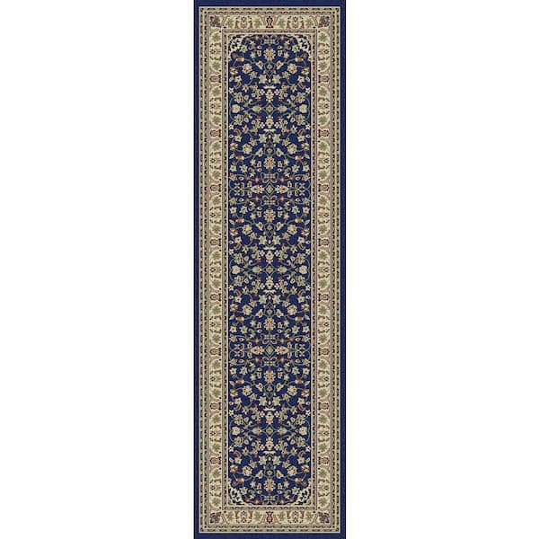 Castello Navy 2 ft. x 7 ft. Traditional Oriental Floral Area Rug