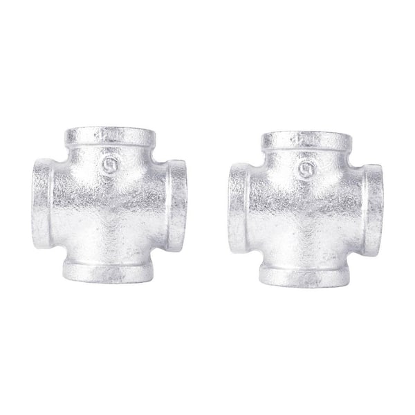 PIPE DECOR 1 in. Galvanized Iron Cross Fitting (2-Pack)
