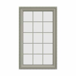35.5 in. x 59.5 in. V-4500 Series Desert Sand Painted Vinyl Left-Handed Casement Window with Colonial Grids/Grilles