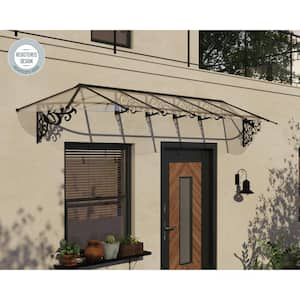 Lily 3 ft. x 14 ft. Black/Clear Door and Window Awning