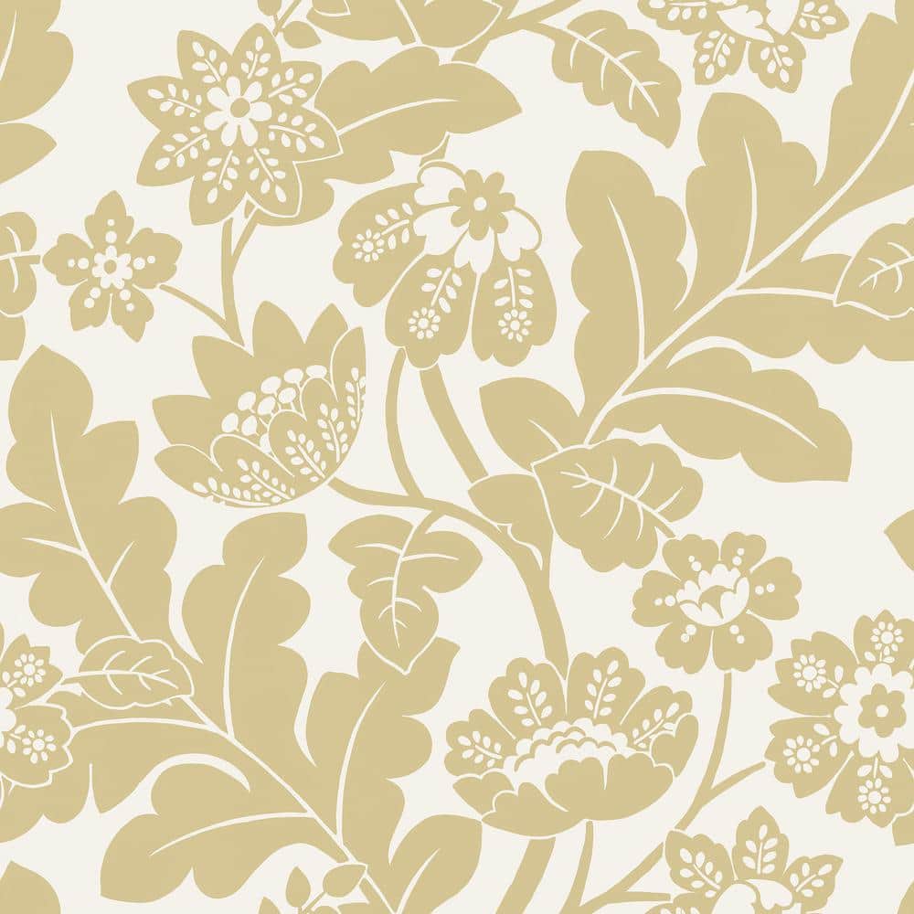 AStreet Prints Augusta Flock Damask Yellow Flocks Paper Wallpaper
