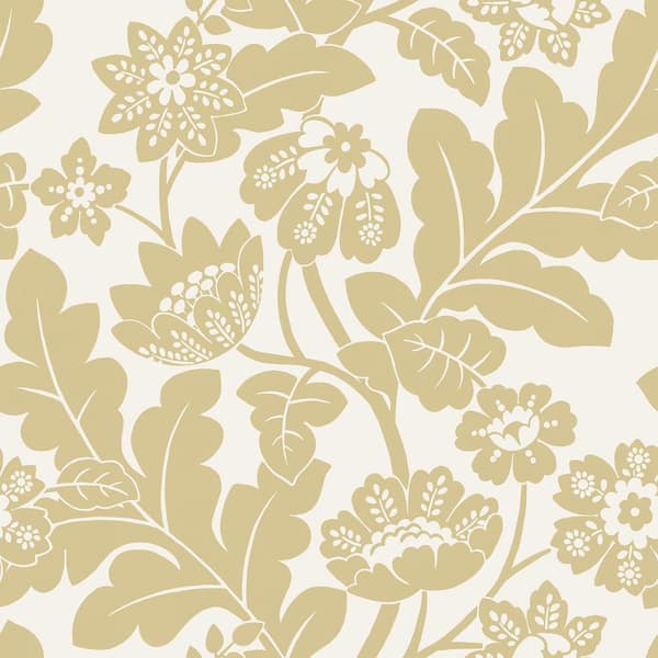 A-Street Prints Augusta Flock Damask Yellow Flocks Paper Wallpaper Sample