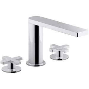 Composed 8 in. Widespread 2-Handle Cross Handle Bathroom Faucet with Drain in Polished Chrome