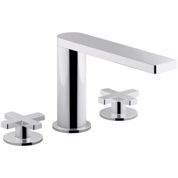 KOHLER Composed 8 in. Widespread 2-Handle Cross Handle Bathroom Faucet with Drain in Polished Chrome