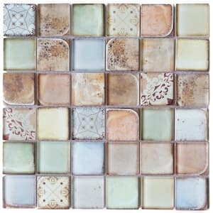 Classic Roman Retro 11.82 in. x 11.82 in. Squares Glossy Glass Mosaic Tile (9.7 sq. ft./Case)