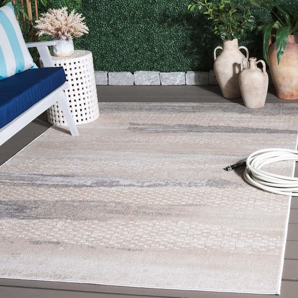 Stella Beige/Gray 8 ft. x 10 ft. Abstract Striped Indoor/Outdoor Area Rug