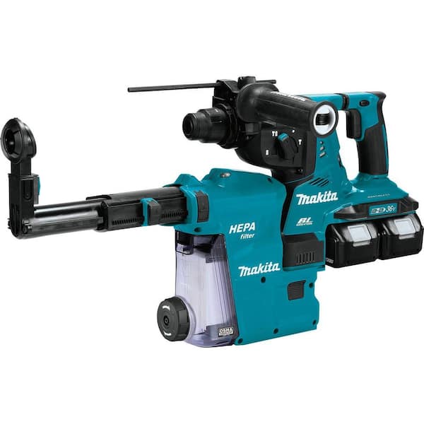 Makita 18V X2 LXT 36V 1-1/8 in. Brushless Cordless Rotary Hammer Kit with HEPA Dust Extractor AFT AWS Capable 5.0 Ah
