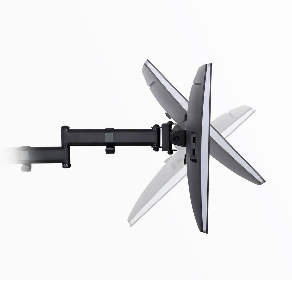 Black Adjustable Triple Monitor Desk Mount with Steel and Aluminum Arms