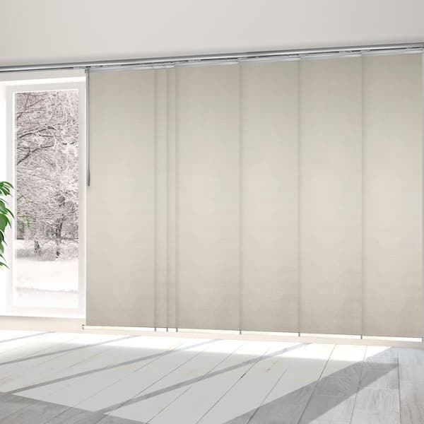 EMOH Pearlescent 110 in. - 153 in. W x 116 in. L Adjustable 7-Panel Satin Nickel Single Rail Panel Track with 23.5 in. Slates