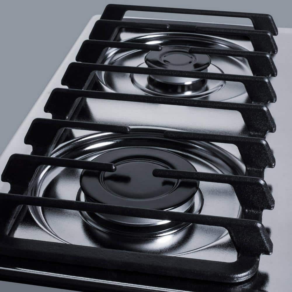 24" Chrome Gas Cooktop with 4 Sealed Burners and Cast Iron Grates