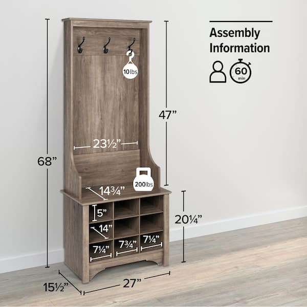 Reviews for Prepac Drifted Gray Narrow Hall Tree with 9 Shoe Cubbies Pg 5 The Home Depot