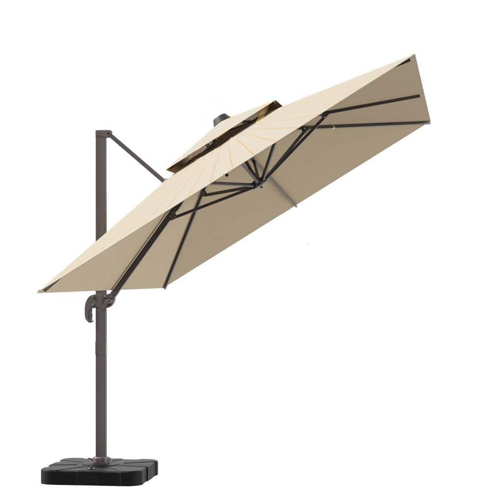 10 x 13 ft. Aluminum Cantilever Patio Umbrella in Beige Double Top 360° Rotation Heavy Duty Outdoor Shade price history on PriceWatchPro
