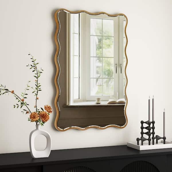 THKSHOUZ Antique Gold 39.9 in. W x 29.5 in. H Curvy Metal