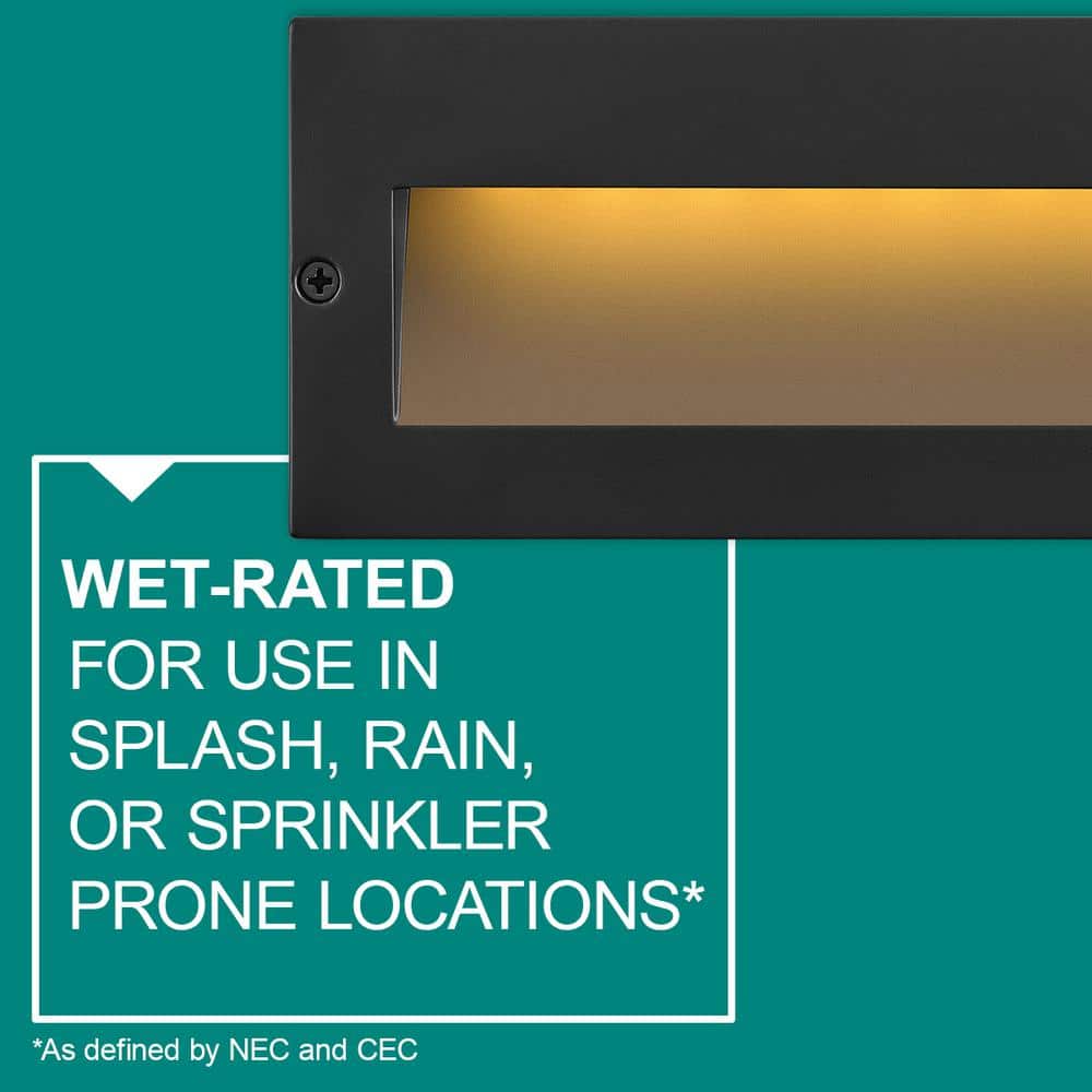 Satin Black Integrated LED Outdoor Step Light with Etched Lens