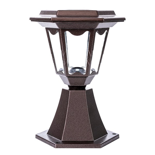 GIGALUMI 3-Lights Bronze Metal AluminumSolar Outdoor Waterproof Post Light with Integrated LED