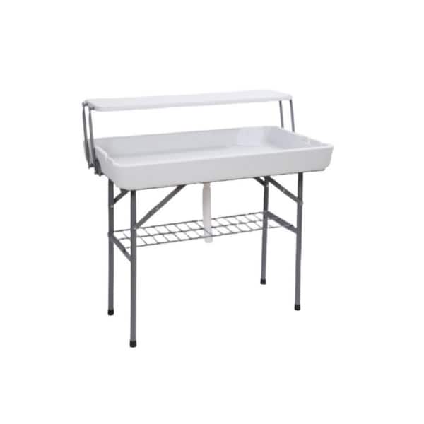 Unbranded 4 ft. Folding Ice Table, Party Cooler, Table with Drain, Party Table, Cooler Table, Fishing Cleaning Table, with Skirt