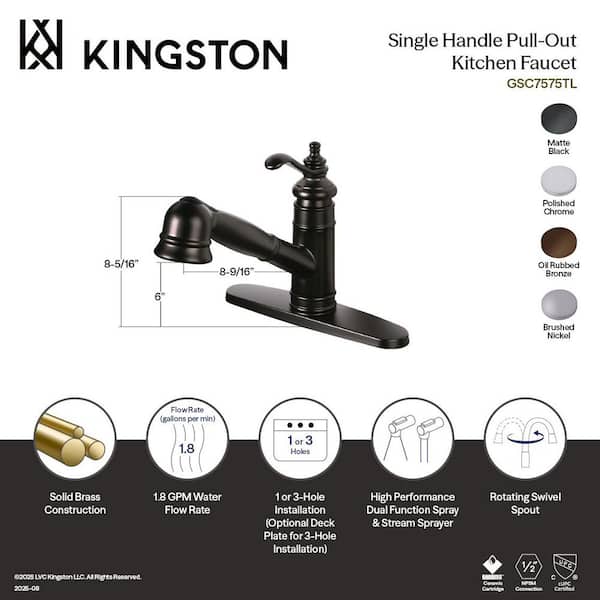 Kingston Brass Templeton Single Handle Pull Out Sprayer Kitchen