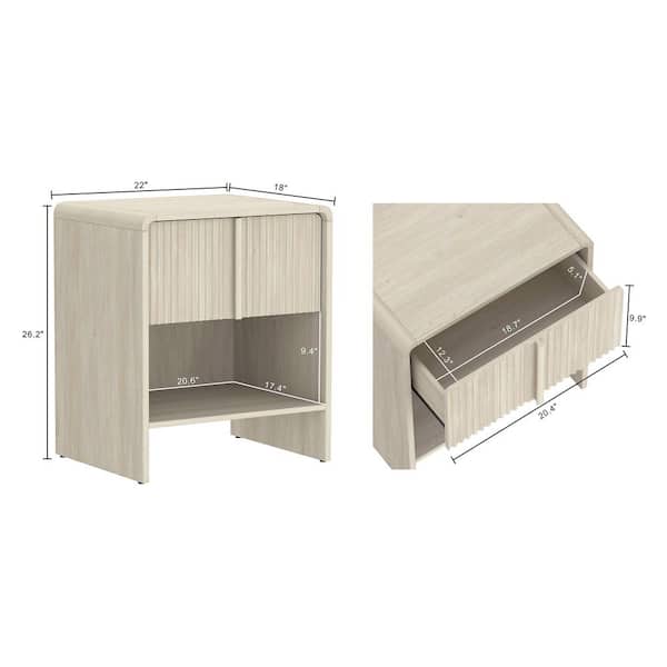 Manhattan Comfort Novara Whitewashed Oak 1-Drawer 22 in. W