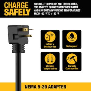 NEMA 5-20 Adapter 16 Amp/120-Volt, Compatible 32 Amp Portable EV Charger, High Power Connector, Easy Connect