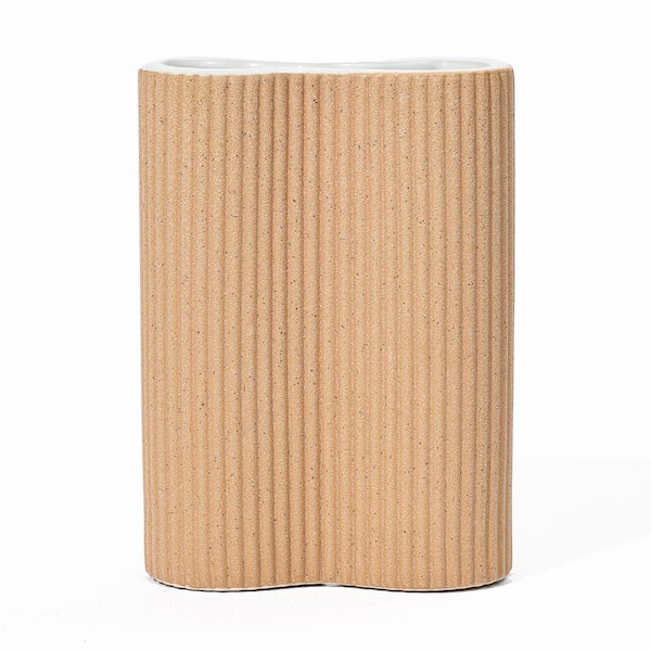 LuxenHome 7.7 in. H Light Brown Ceramic Vase in Brown WHD1985 - The ...