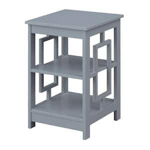 Town Square 17.5 in. Gray 23.5 in. Square MDF End Table Shelves