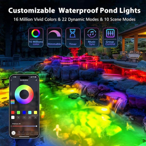 Yichuhaoxi LED Pond Light w/ APP Control 6-Watts RGB