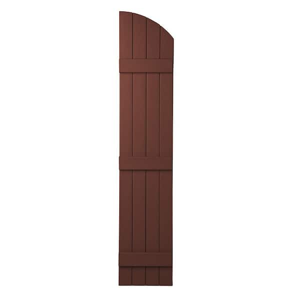 Ply Gem 15 in. x 71 in. Polypropylene Plastic Arch Top Closed Board and Batten Shutters Pair in Red